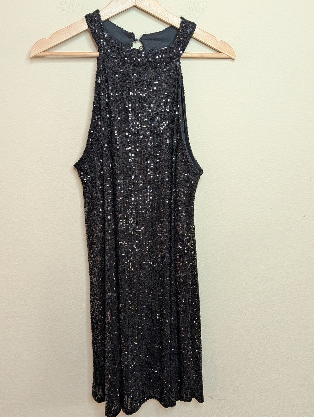 Cable & Gauge Black Sequin High Neck Sleeveless Dress Size L